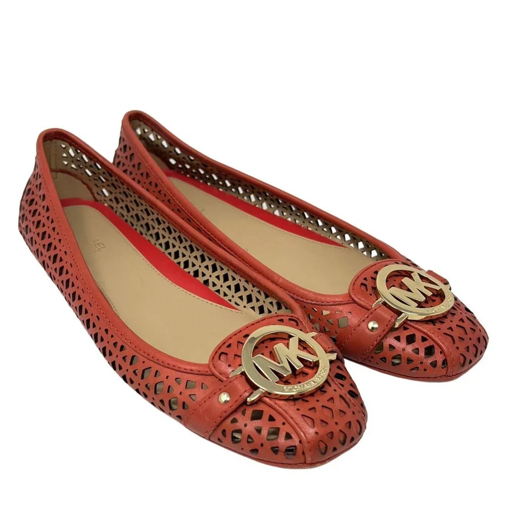 Michael‎ Kors Fulton Moc Sienna Orange Laser Cut Leather Size 7.5 M